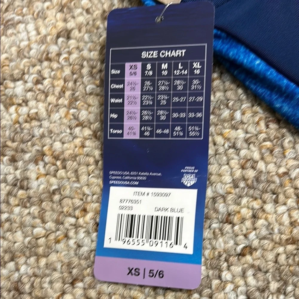 Speedo Girls Youth XS 5/6 Swimsuit - Blue and Green One Piece NWT